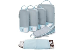 BAGSMART 6 Set Compression Packing Cubes, Lightweight Vacation Travel Essentials for Women, Travel Accessories for Suitcase O