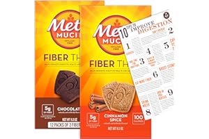 Fiber Thins Meta Fiber Supplement With Bleam Digestive Health Support Tip Card Psyllium Fiber Bars - 12CT Cinnamon Spice & 12CT Chocolate - Set