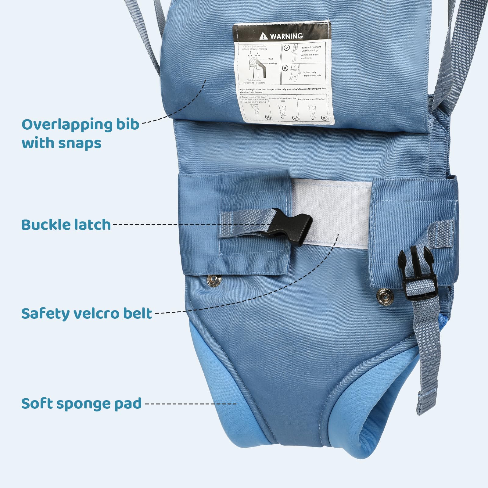 Cowiewie 2 in 1 Baby Jumper, with Strong Support Stand and Baby Walking Harness Function (Blue)