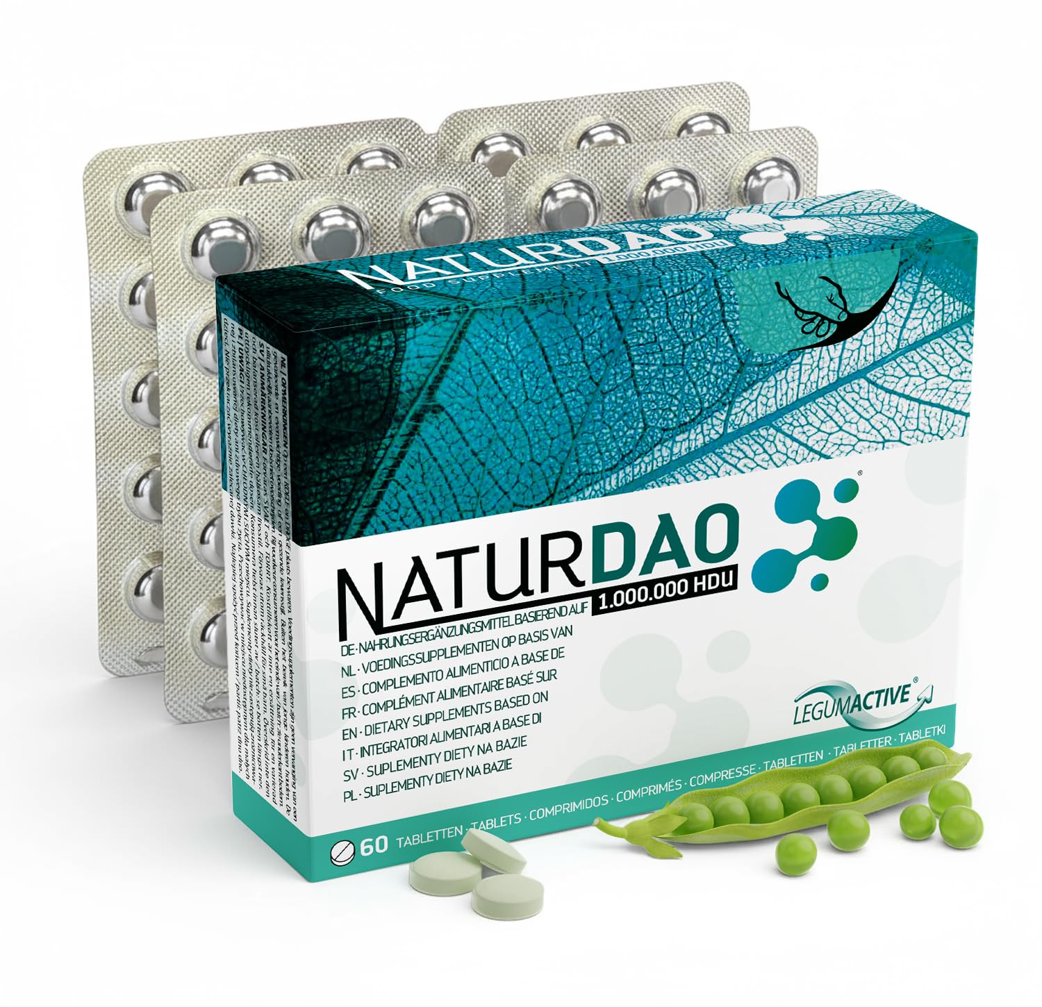 NATURDAO® DAO Enzyme 3,000,000 HDU per Day - Perfect Dosage with 1,000,000 HDU per Tablet (1 to 3 Tablets/Day) - 100% DAO Vegan - 60 Tablets