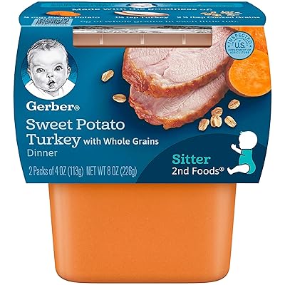Gerber 2nd Foods Sweet Potato &amp; Turkey Pureed Baby Food, 4 Ounce (Pack of 16)