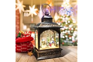 APUNGA Christmas Snow Globe Lantern, Snowman Snow Globes Lighted Water Lantern with Music and 6 Hour Timer, USB Lined/Battery Powered Singing Lantern, Christmas Decor Gifts