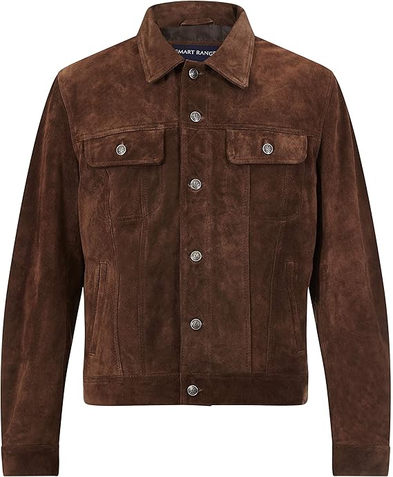mens tan suede trucker jacket