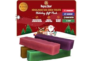 Dogsee Festive for Dogs (Strawberry, Blueberry, Peanut Butter & Mint) 280g Medium (4 Bars) | Himalayan Yak Cheese Chews for Dogs | Flavored Dental Treats|