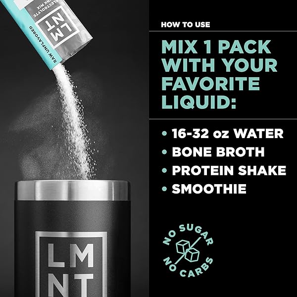 LMNT ZERO SUGAR ELECTROLYTES – RAW UNFLAVORED SALT | DRINK MIX | 30-COUNT