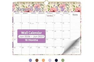 TAJA 2026 Calendar, 18-Month Wall Calendar from Jan 2026 to Jun 2027, 11.5" x 14.7", Spiral Binding Hanging Monthly Calendar with Twin-Wire Binding, Perfect for Home or Office - Vintage Floral