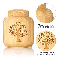 Mini Urns for Human Ashes Made of Bamboo Set of