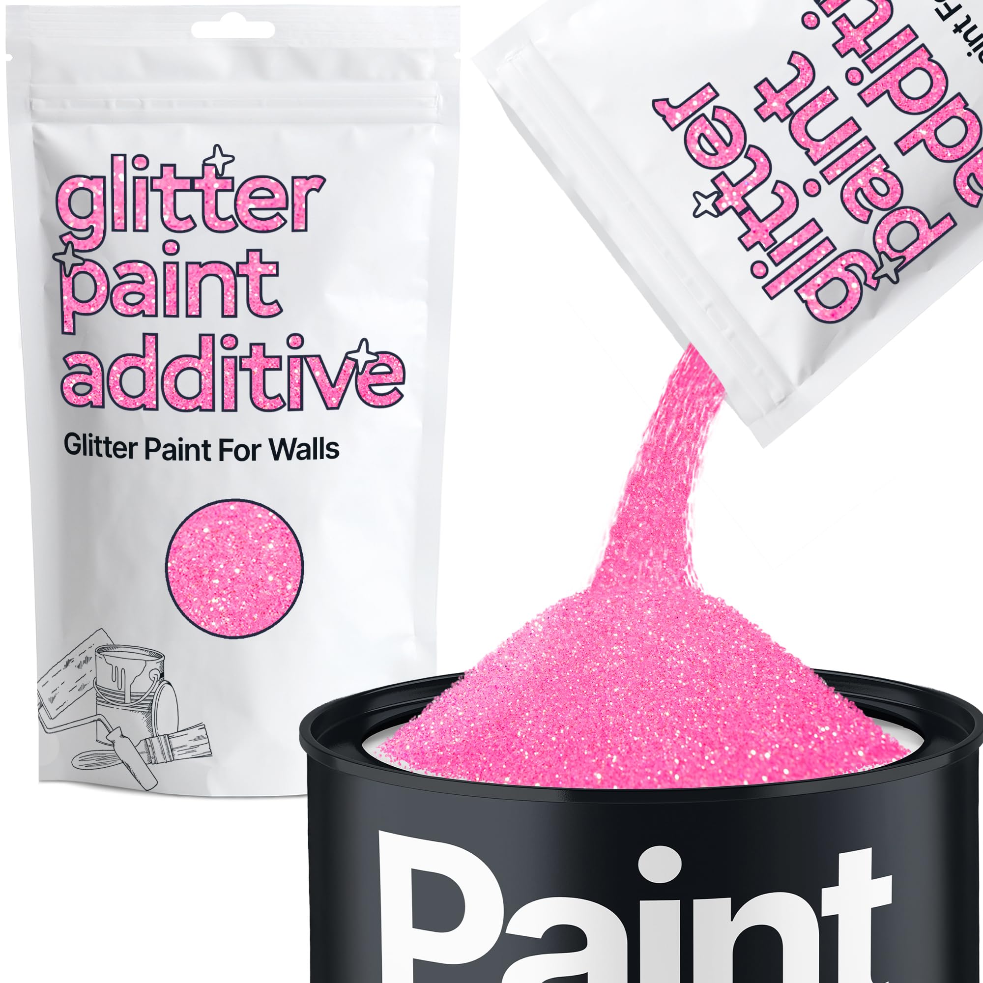 Baby Pink Glitter Paint Additive 100g for Adding Sparkle to Paints & Varnish | Paint Walls Sparkly Add to Emulsion, Acrylic or Lacquer Indoor | Hemway