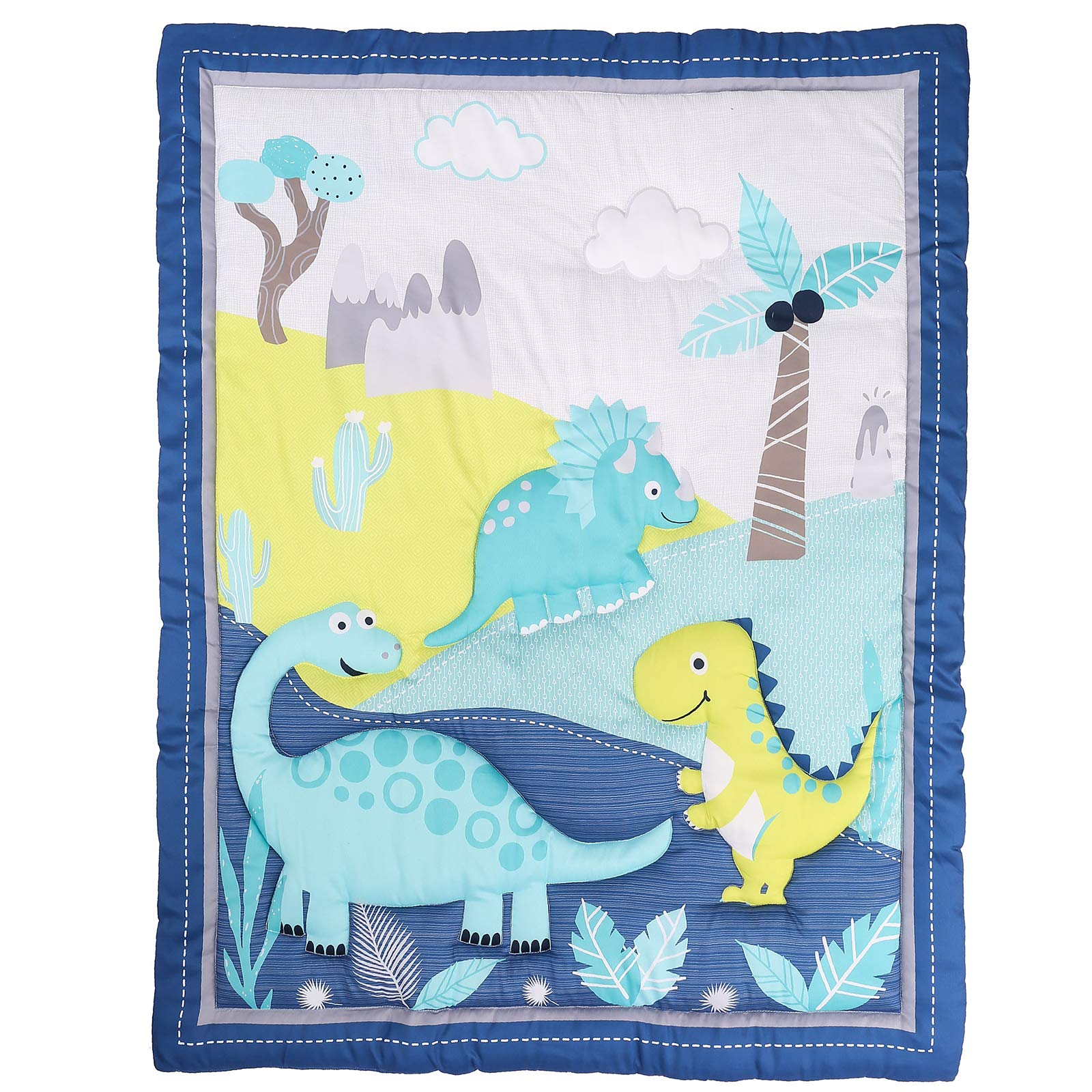 HMtideby Dinosaur Themed Baby Toddler Blanket Quilt Cot Comforter Crib Baby Quilts for Boys and Girls Nursery Bed Throw Blanket 84x107cm Suitable for All Season