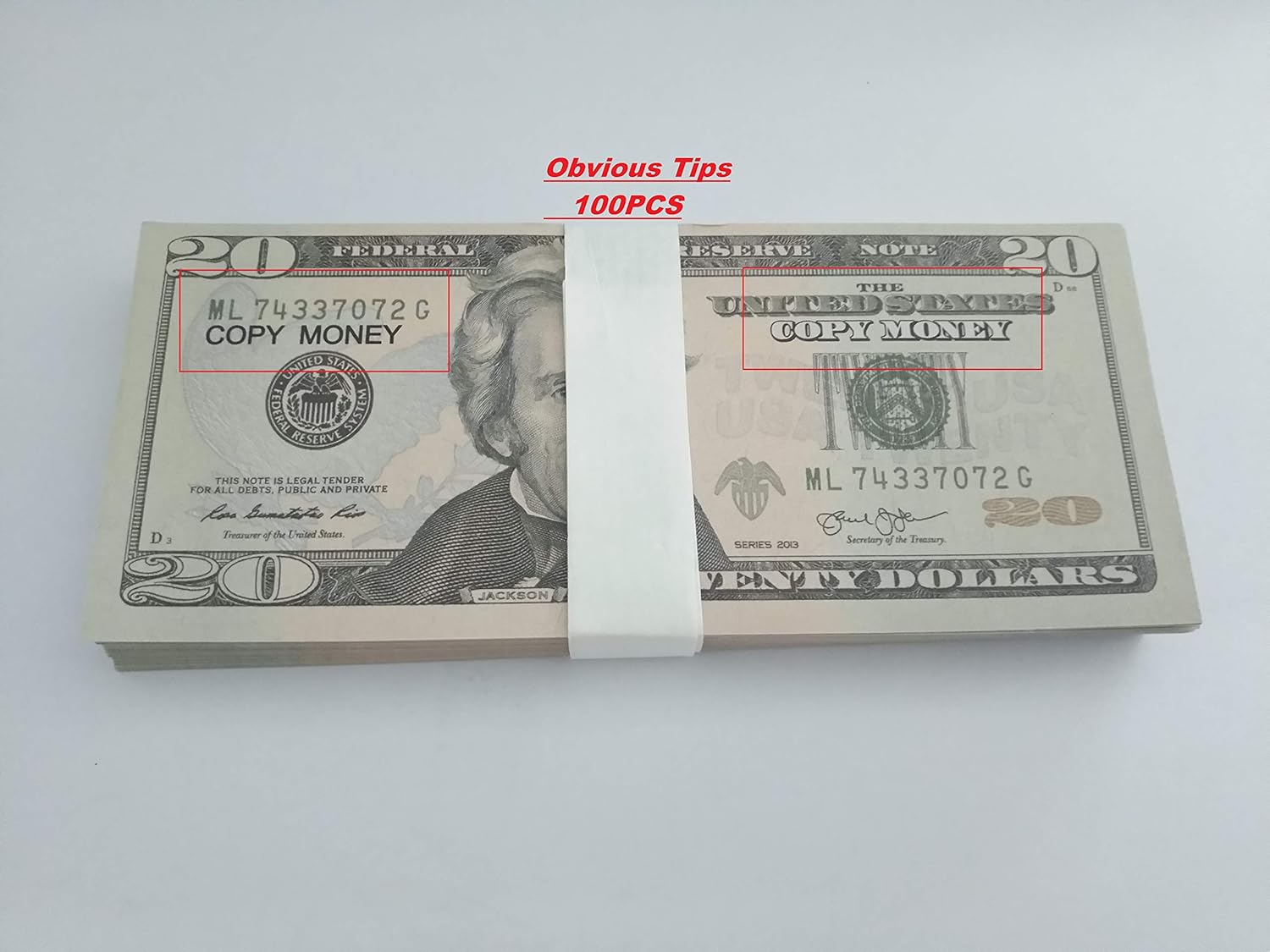 Amazon Com Lefree Copy Money Movie Money 20 Dollar Prop Money Fake Money Realistic Double Sided Money Stack 100 20 Bills Full Print Fake Bills Toys Games