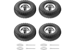 BIEAMA 4 Pack 10" Pneumatic Wheel, 4.10/3.50-4 Tire and Wheel 30PSI 300LB, Replacement Wheels for Garden Cart, Hand Truck, Wheelbarrows, etc