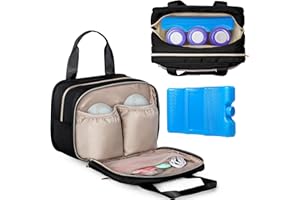 Fasrom Wearable Breast Pump Bag with Cooler and Ice Pack Compatible with Momcozy, Medela and Elvie Pumps, Insulated Pump Carrying Case to Hold Extra Pump Parts, Black (Patent Design)