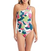 Jessica Simpson Womens One Shoulder Maillot One-Piece Swimsuit