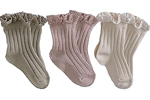 Ashmyova Baby Girls Vintage Ankel Lace Socks Toddler Ruffles Casual Dress Socks 6 Pack