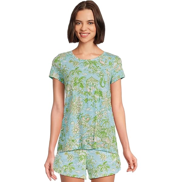 Lilly Pulitzer Women's Tolya Top, Fauna Green Stacked Palm Burnout