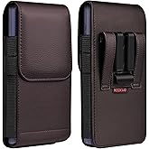 ACCKUO Leather Phone Holster with Strong Metal Belt Clip and Magnetic Closure Compatible with iPhone 16/15/14/13/12 Pro and Non-Pro, Galaxy S25 S24 S23 S22, M-Coffee