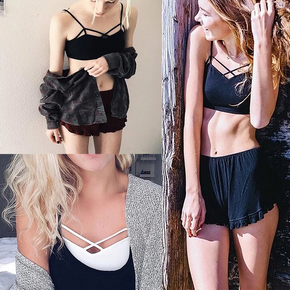 CoCo Fashion Women's V-neck Camisole Vest Strappy Tank Tops Bustier Crop Top