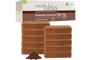 PLANTONIX Coco Bliss Coco Coir 650gm Bricks (10-Pack) - Organic Coco Coir for Plants, Herbs, & Gardening - OMRI-Listed Coco Coir Bricks with Low EC & pH Balance - Compressed Coco Coir Bricks for Planting
