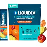 Liquid I.V. Hydration Electrolytes, Tropical Punch, 16 Count | Scientifically Formulated | Clinically Proven Hydration | No Artificial Sweeteners | Non-GMO | Vegan | Powder Drink Mix