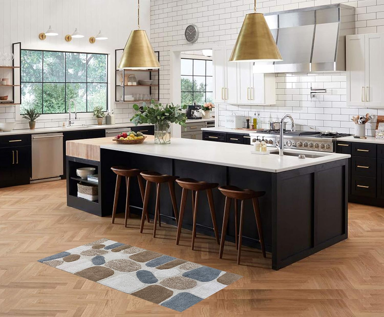 Pebble Bath Rugs Runner 21x31 Grey Beige, Bath Room Rugs Set, Bathroom Rugs Runner, Soft Absorbent Machine Washable Bath Runner Rugs, Bath Rug 100% Cotton Rugs Runner- Antiskid: Kitchen & Dining