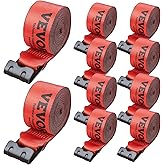 VEVOR Truck Straps, 4" x30' Heavy Duty Tie Down w/Flat Hooks 18,000lbs Break Strength, WLL# 6000lbs, Cargo Straps tie Down for Flatbeds, Trucks, Trailers, Farms, Rescues, Tree Saver, Red(10 Pack)