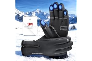 UMEWARM Winter Gloves Men Women Made with 3M Thinsalute, -20°F GEANI-TEX™ Waterproof Ski Gloves for Cold Weather, 5-Layer Thermal Snow Glove, 10 Touchscreen Fingers Snowboard Glove for Cycling, Hiking