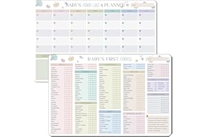BIROYAL 2 Pack Baby First Food Checklist, Baby Led Weaning Supplies, First Foods Tracker Fridge Magnet & Daily Food Log Meal Planner, 12"x8" Dry Erase Nutrition Poster, 101 Foods Before 1 Checklist Magnet