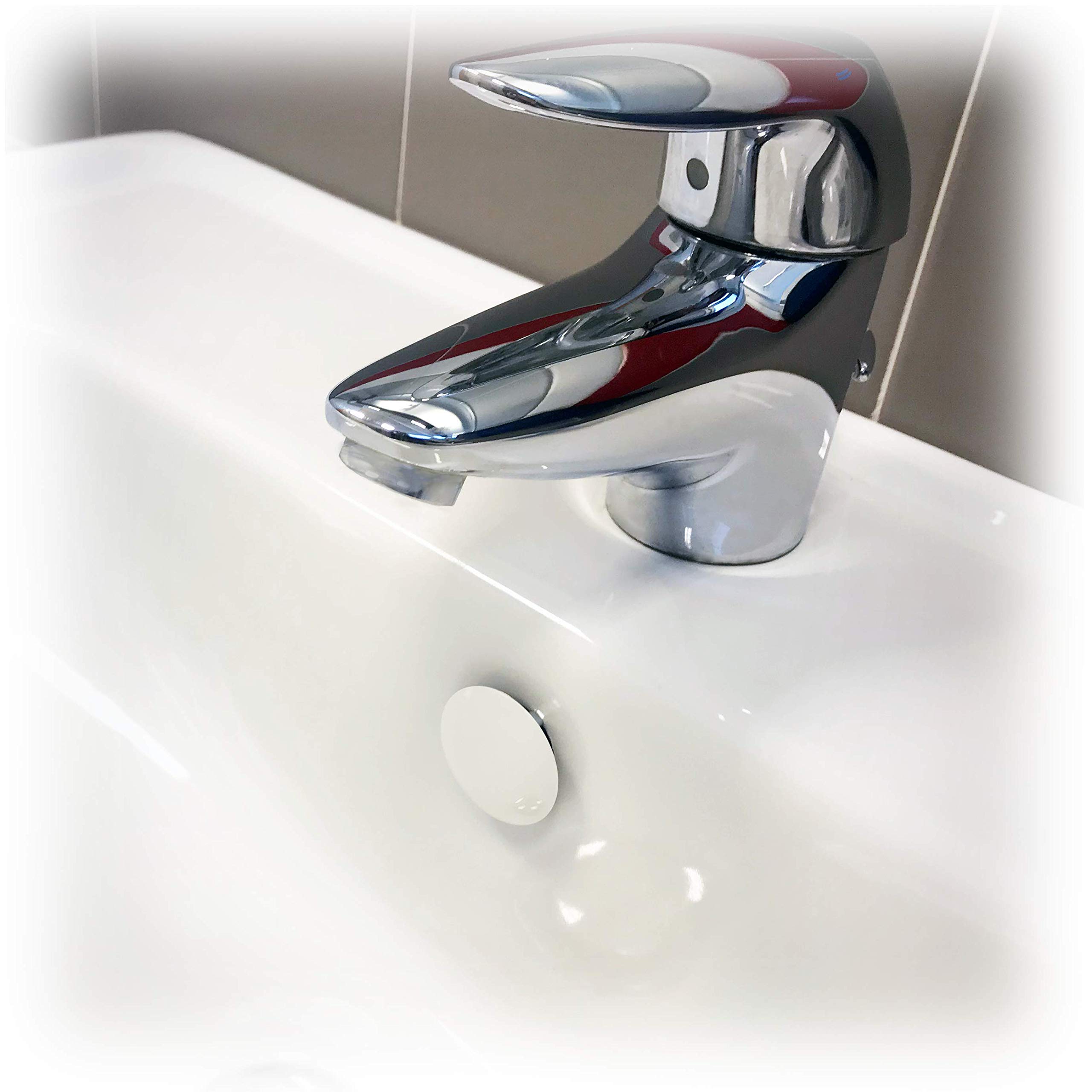 Fischer Overflow Cap TTP K White Lid Suitable for Hole on Sinks, Sinks and Bidets for Bathrooms and Kitchens, 551886