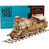 Wood Trick Grand Traveler Train 3D Wooden Puzzles for Adults to Build | [410 Parts] Rides up to 20ft w/Railway - Engineering DIY Locomotive Wooden Model Kit for Adults to Build