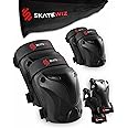 SKATEWIZ Skate Pads - Knee and Elbow Pads & Wrist Guards for Roller Skating [6pc] Skating Protective Gear Adult and Kids - Roller Skate Pads