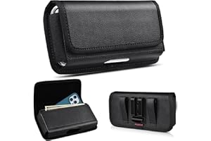 ACCKUO Phone Holster Men for iPhone 15, 15 Pro, 14, 14 Pro, 13, 13 Pro, 12, 12 Pro, 11, 11 Pro, XR, Samsung Galaxy Phone Belt Holder with Clip, Black, L