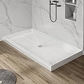 Findepot 60'' L X 36'' W X 4'' H Shower Base For Bathroom, Rectangle SMC Shower Pan In White, Single Threshold Shower Base, S