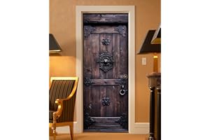 FLFK Door Mural Decal - Door Sticker Peel and Stick, Removable Self-Adhesive Wooden Door Wallpaper for Home Decor, 30.3"W x 7