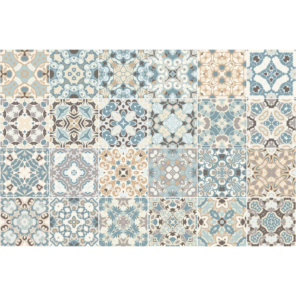 Ambiance Sticker Self-Adhesive Decorative Wall Decal Cement Tile for Bathroom and Kitchen Ornements Stylé - Pack of 24 Stickers of 10 x 10 cm