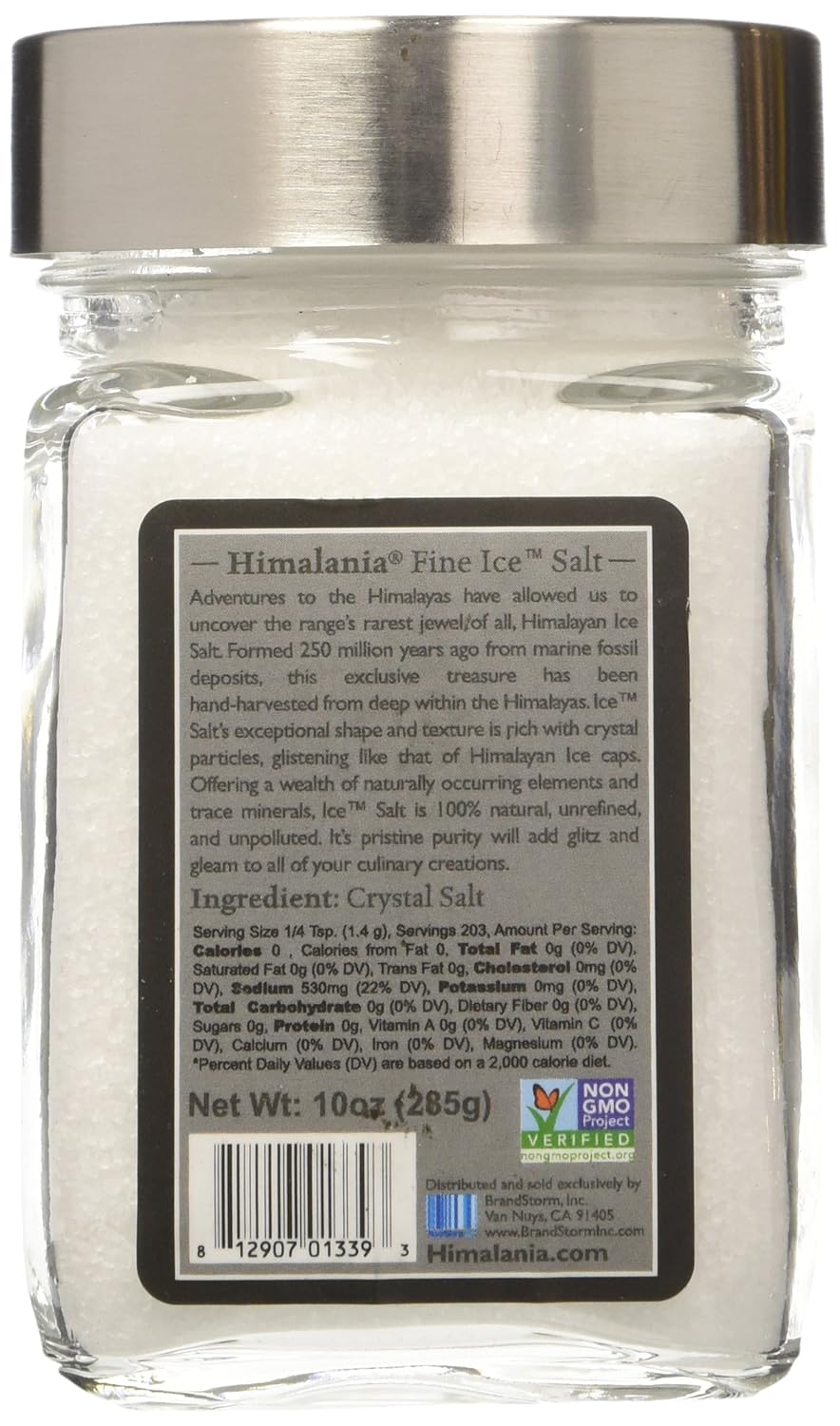 NATIERRA Himalania Himalayan Fine Ice Salt in Glass Jar | Unrefined & Non-GMO | 10 Ounce : Grocery & Gourmet Food