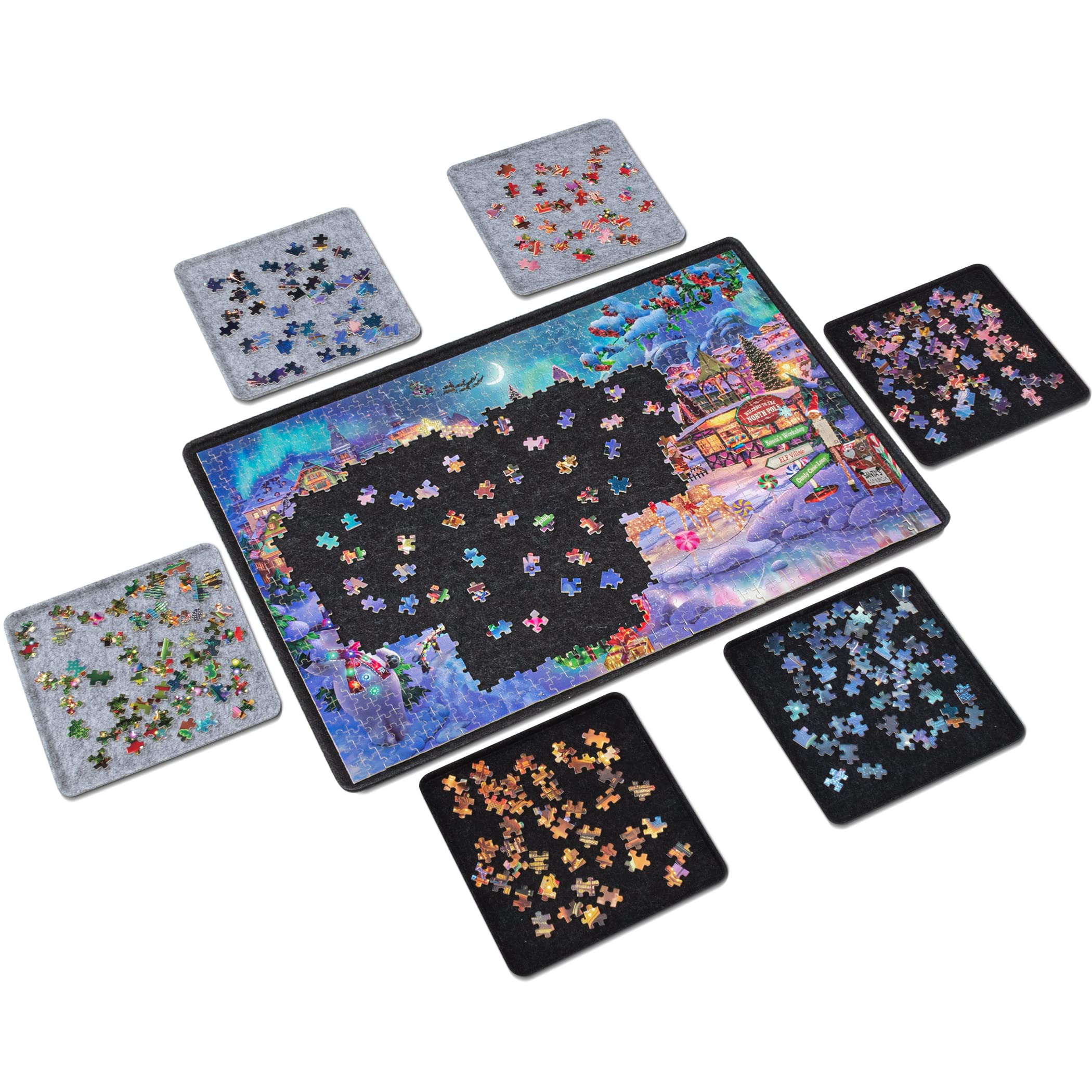 Lavievert Jigsaw Puzzle Board with Six Jigsaw Sorter Trays, Lightweight Puzzle Boards and Storage, Puzzle Boards for 1000 Pieces - Black