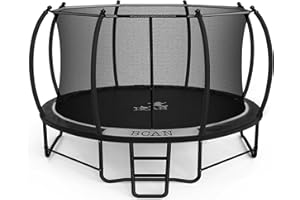 BCAN Trampoline 8FT 10FT 12FT 14FT 15FT 16FT Recreational Trampoline with Enclosure for Kids Adults, ASTM Approved, Outdoor Trampoline with Wind Stakes and Ladder for Kids Apex Series