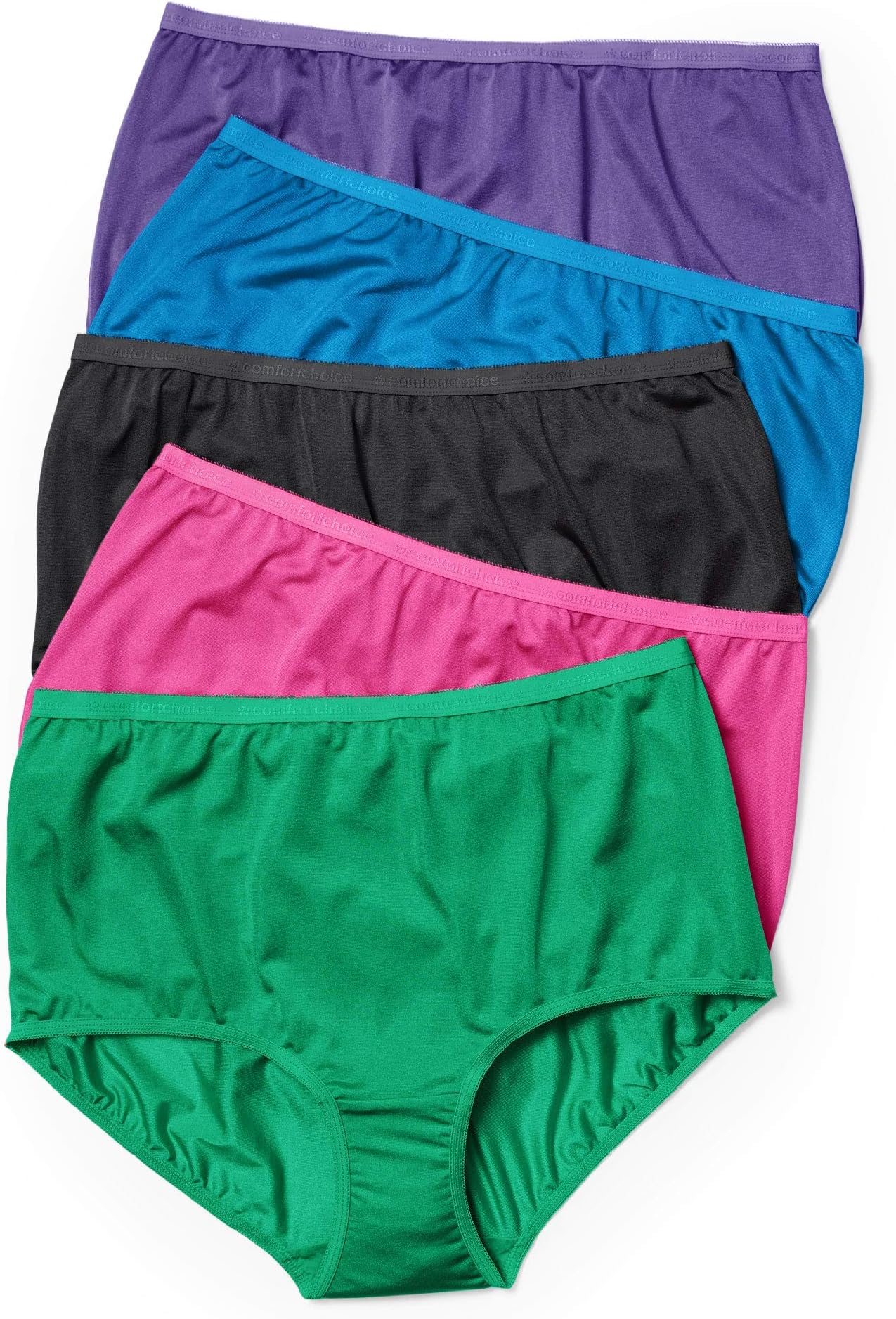 Women's Plus Size 5-Pack Nylon Full-Cut Brief
