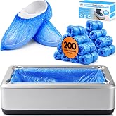 Shoe Cover Dispenser with 200 Pcs Disposable Shoe Covers - Automatic Shoe Cover Machine deal for Home, Office, Factory &amp; Hospital Floor Protection (Silver)