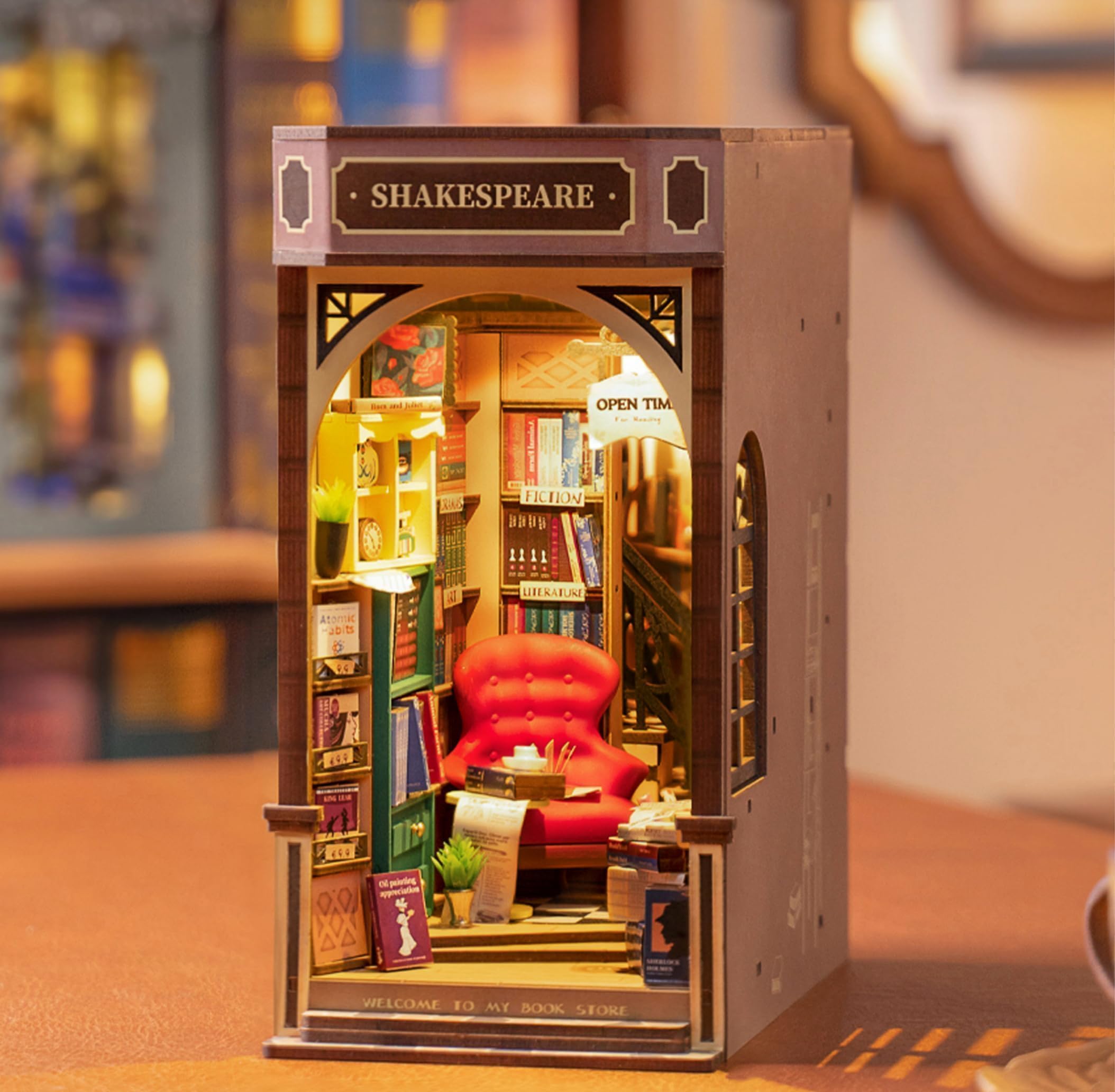 ROWOOD Book Nook Kit for Adults Bookstore, DIY Miniature House Model Building Kits with LED Light, 3D Puzzle Booknook Bookshelf Decoration and Christmas Brithday Gifts for Adults & Teens to Build