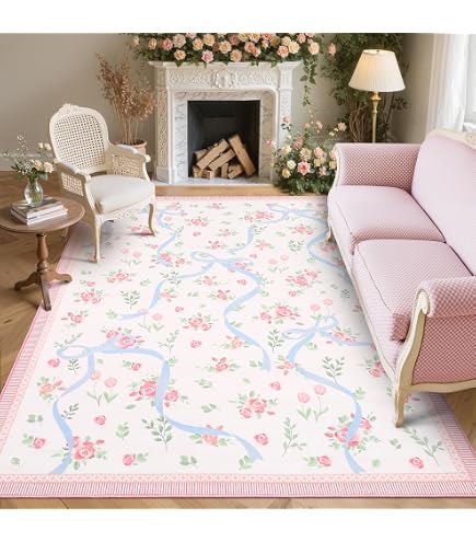 Amazon.com: GarveeHome Pink and Blue Rugs for Bedroom Girls, 5x7