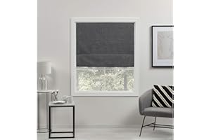 EXCLUSIVE HOME CURTAINS Exclusive Home Acadia 100% Blackout Roman Shade, 34"x64", Grey