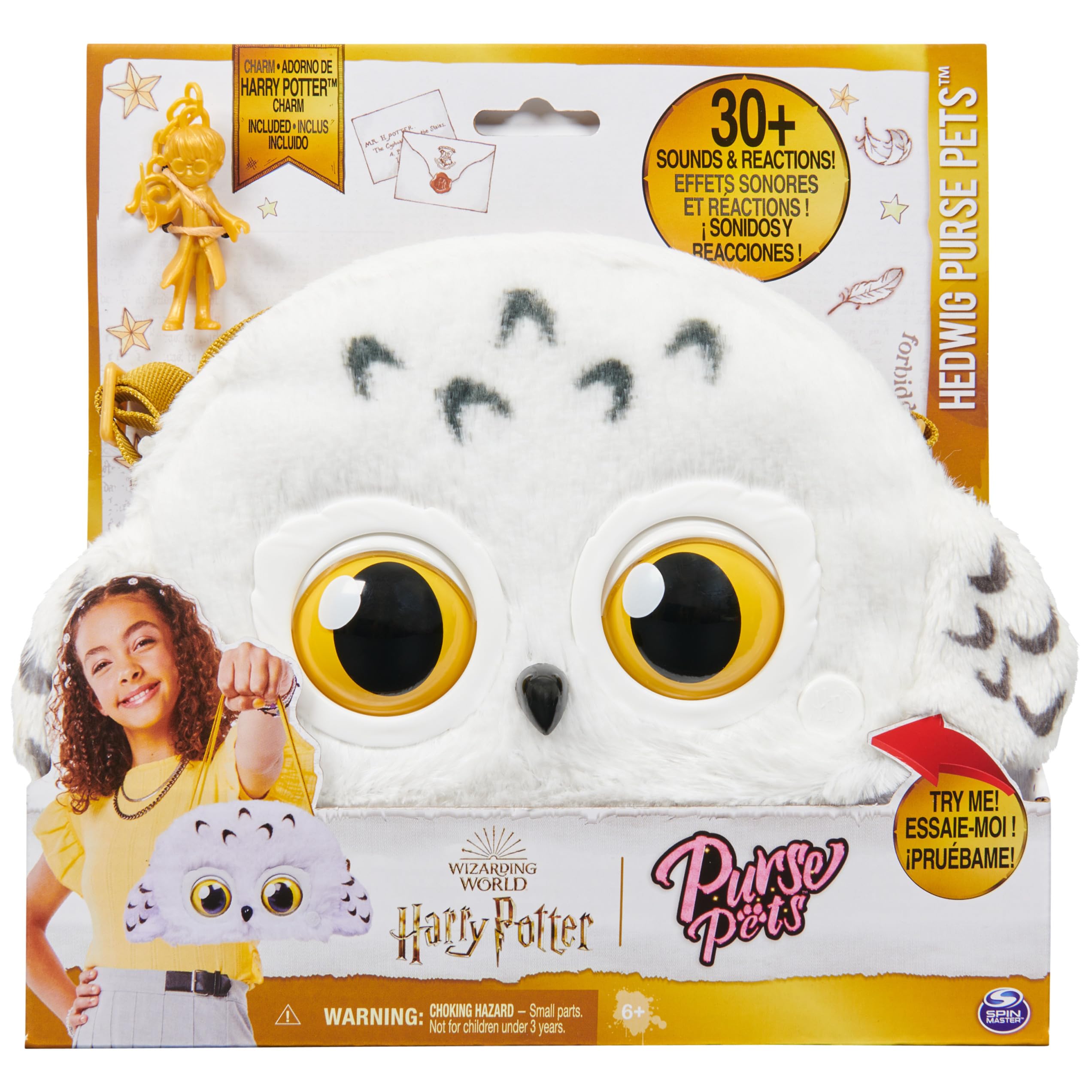 Wizarding World Harry Potter, Hedwig Purse Pets Interactive Pet Toy and Shoulder Bag, over 30 Sounds and Reactions, Kids’ Toys for Girls Ages 6 and up