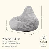 icon Dalton Cord Bean Bag Chair Grey Large with Filling Included view 5