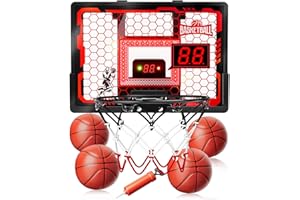 BADGOAL Basketball Hoop Indoor - Basketball Hoop with Anti-Impact Backboard, Scoreboard&4 Balls Basketball Toys for 6 7 8 9 10 11 12 Year Old Boys