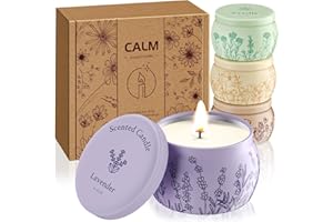 WARMEMBRACE Scented Candles for Mom, 17.6oz Romantic Candles for Women Girl Candle Set, 120H Burning, Soy Candle for Home Scented, Christmas, Birthday, Lavender | Vanilla | Rose & Sandalwood | Jasmine -4 Pack