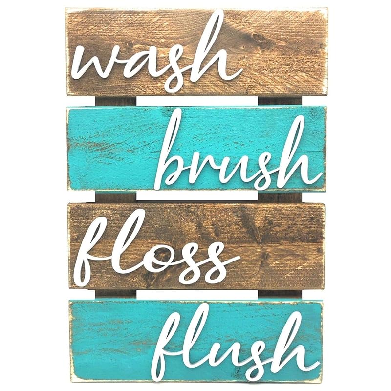 Amazon.com: Farmhouse Bathroom Decor - Brown and Teal Wall Decor