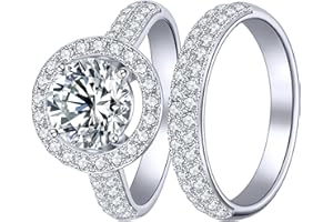 KSTYLE JEWELRY 1.99-3.25 CTTW Moissanite Engagement Rings Wedding Ring Sets for Women | D Color-VVS1 | S925 Sterling Silver Lab-Diamond Rings, 18K White Gold Plated Promise Rings for Her, Size #5-#10
