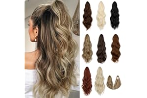 Felendy 16" Ponytail Extension Claw Clip in Ponytail Hair Extensions Long Curly Wavy Clip on Pony Tails Jaw Hairpiece Synthet
