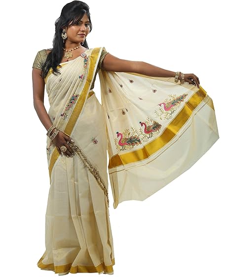selvamani tex cotton kerala kasavu zari saree with blouse